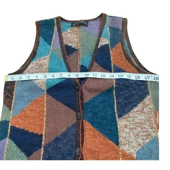 Peruvian Connection KAFFE FASSETT Sweater Vest Duster Medium Geometric - Picture 8 of 12